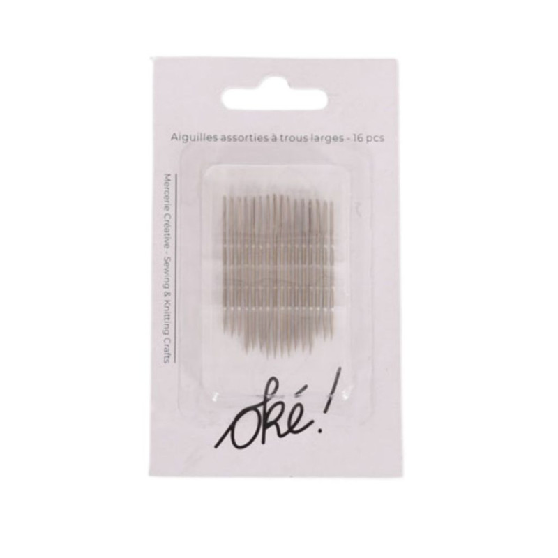 SACHET DE 6 / AIGUILLES COUTURE ASSORTIES A TROUS LARGES 16 PCS.